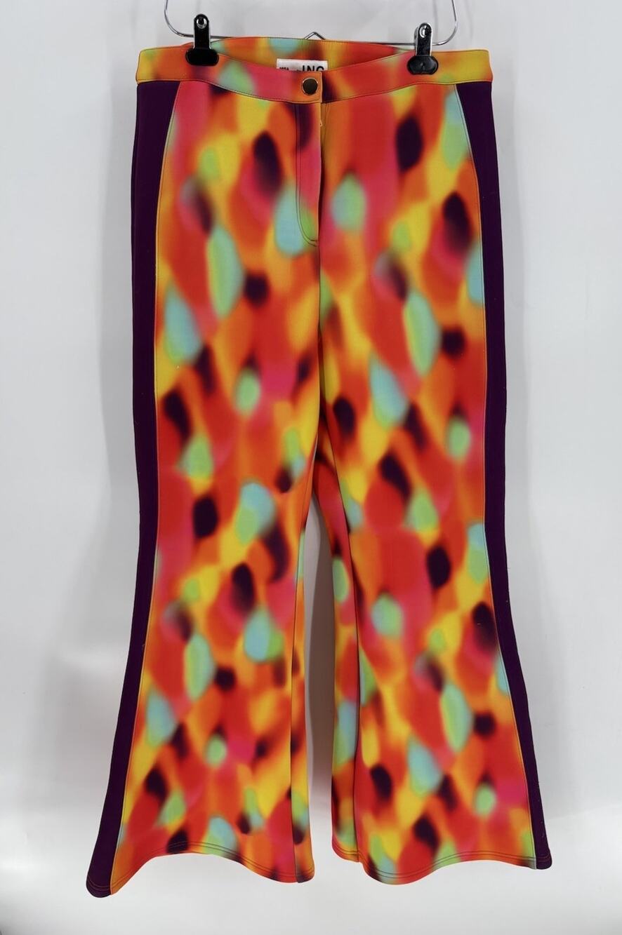 Misa Hylton INC Chroma Pants Womens XL Orange Multicolor Wide Leg Colorful Flare
